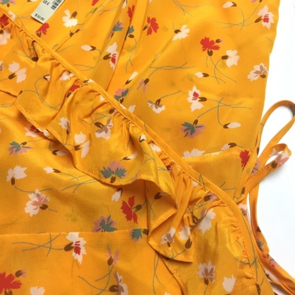 NEW Madewell Silk Wrap Cami Painted Carnations 14 - Picture 7 of 8